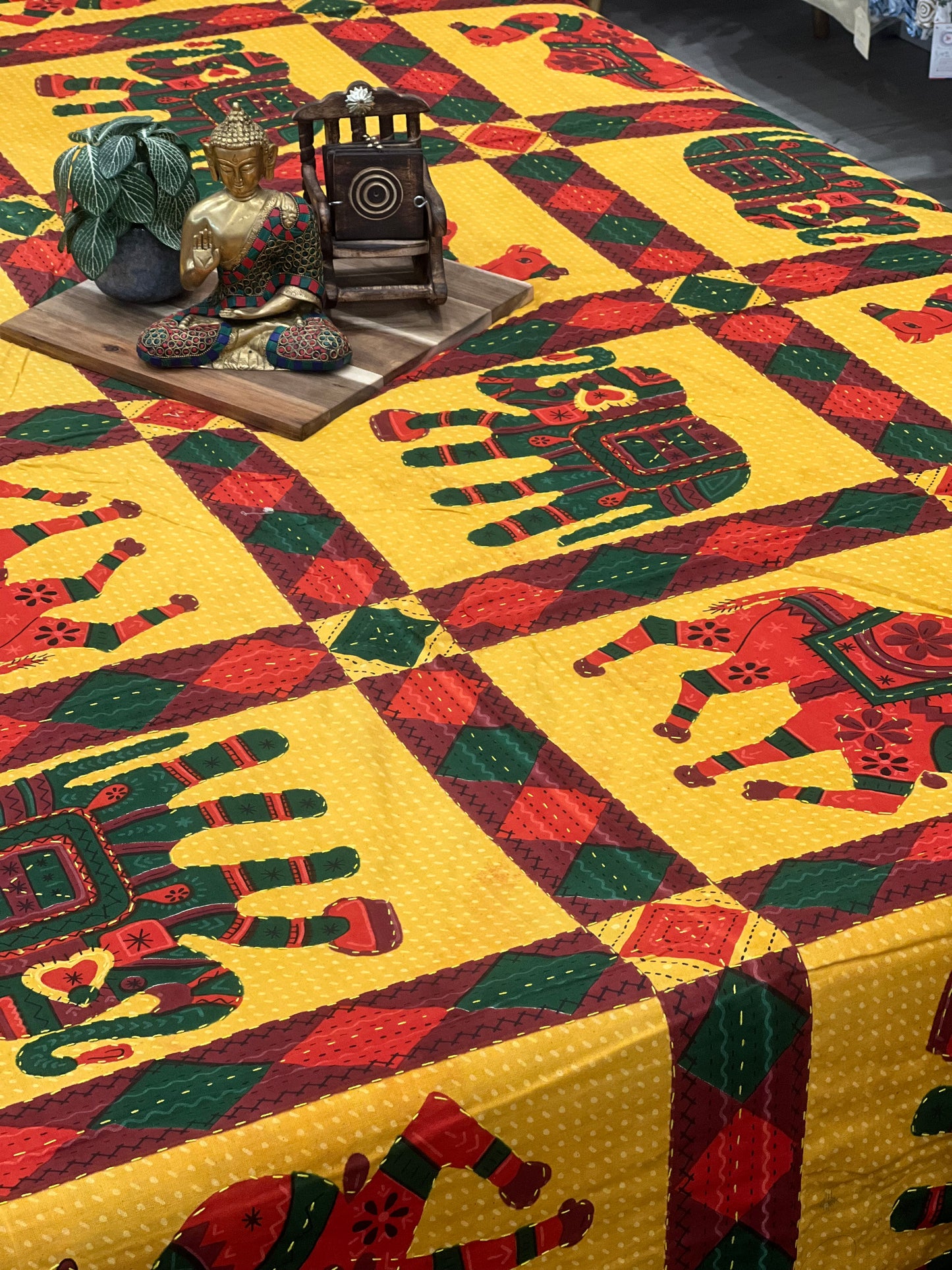 Elephant and Camel Appliqué Kantha Quilt