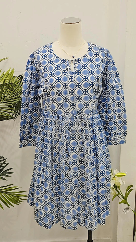 sapphire blue knee length dress wrap