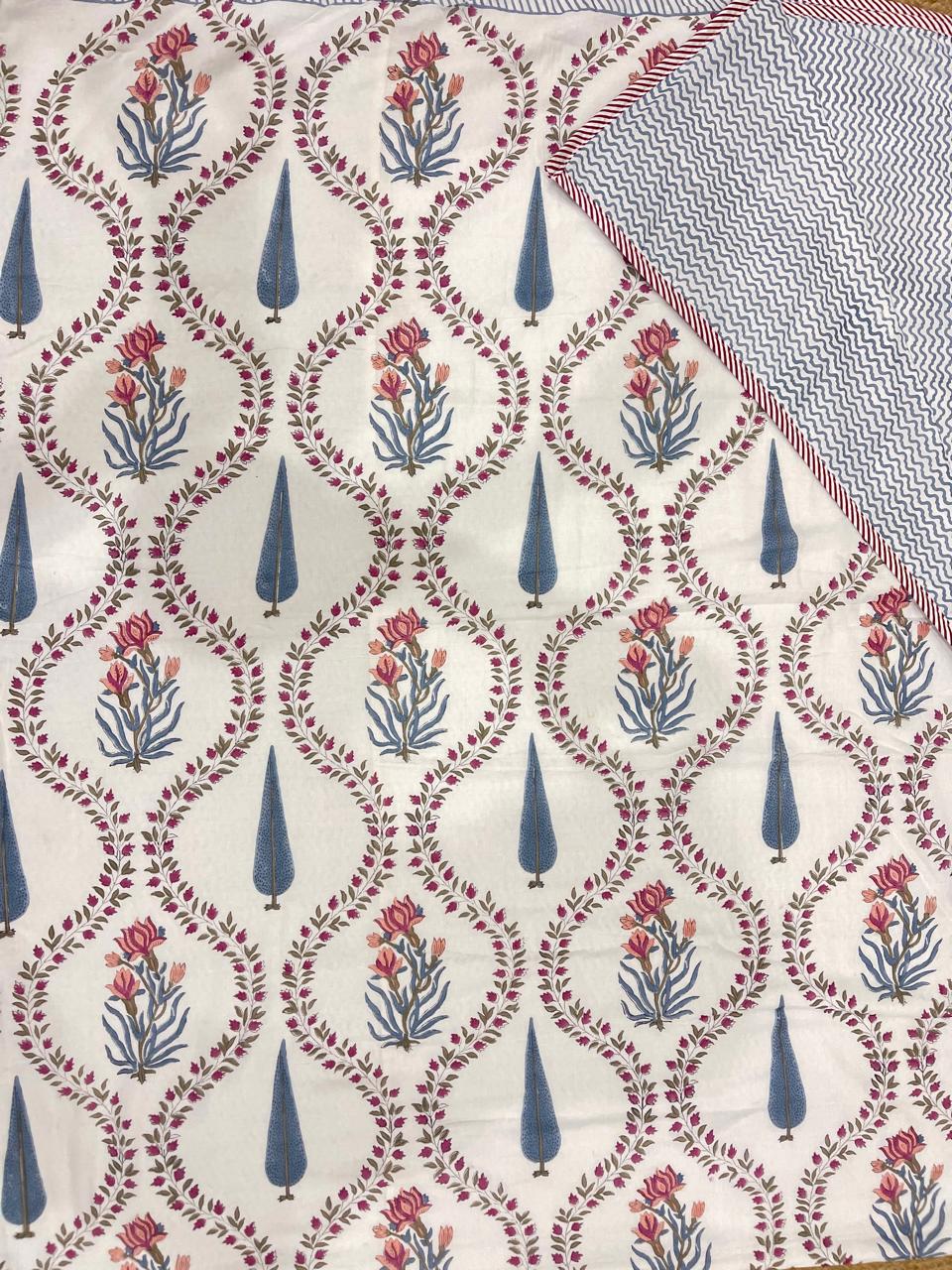 Blush & Grey Reversible Quilt – Elegant Summer Comfort