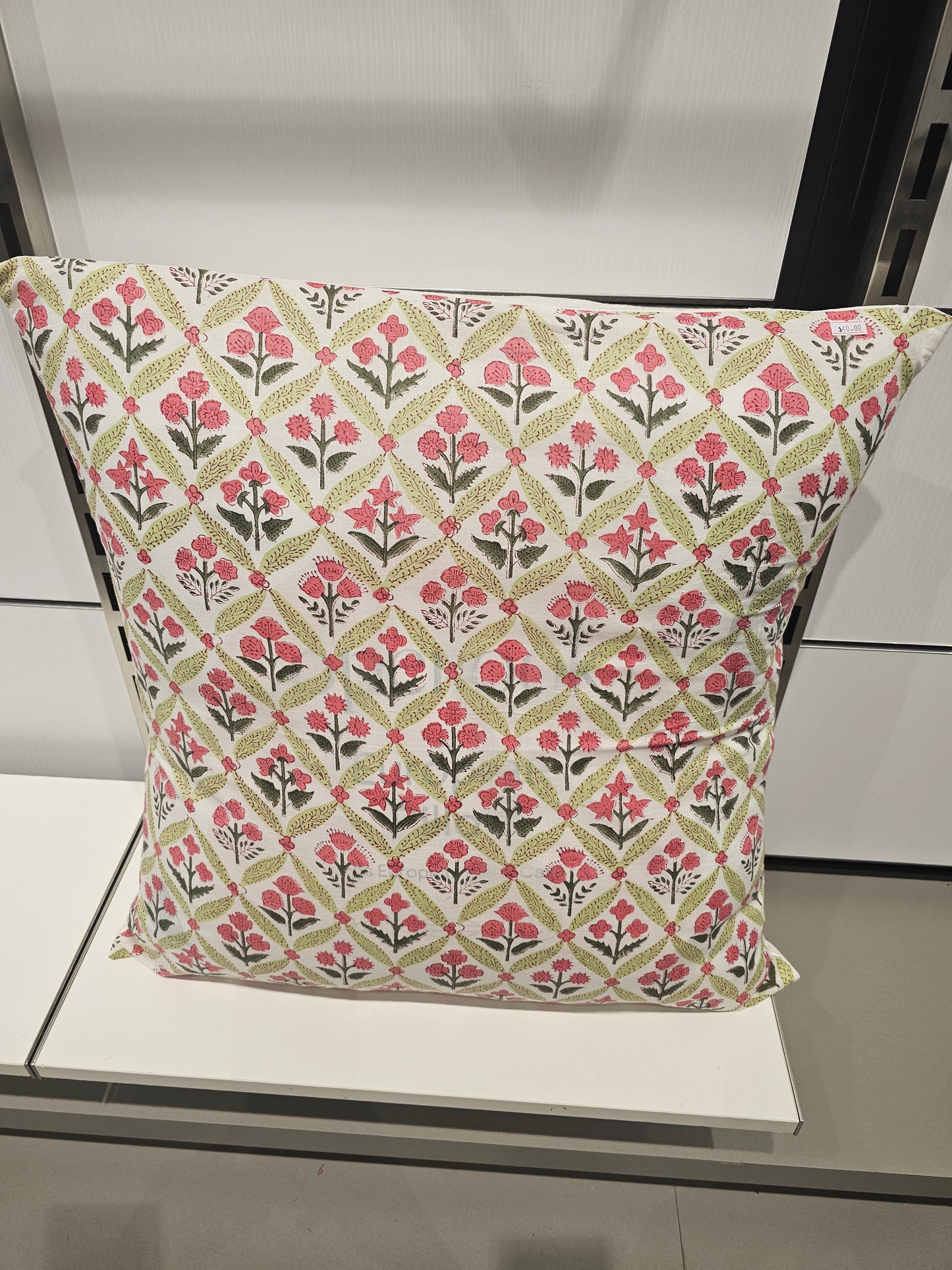 "Serenity in Harmony: Green and Pink Pattern Cushion Covers" (Size 24"X24")