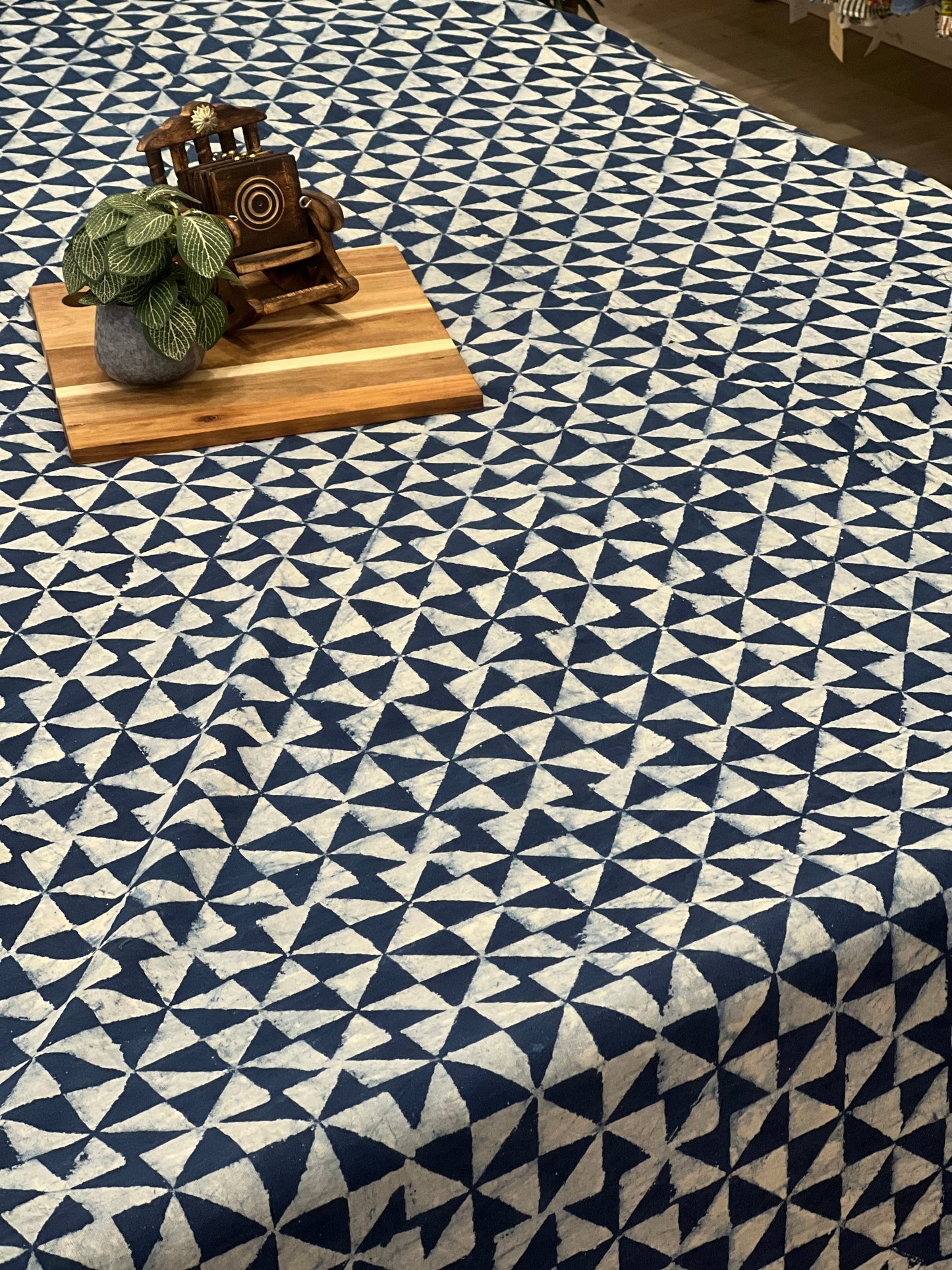 "Indigo Zen: Pure Handblock Geometric Haven Bedsheet"