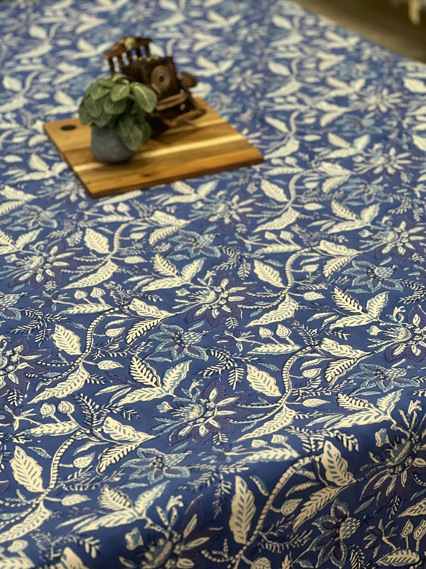 "Cerulean Petals: Tranquil Blue Blossoms Bedsheet"