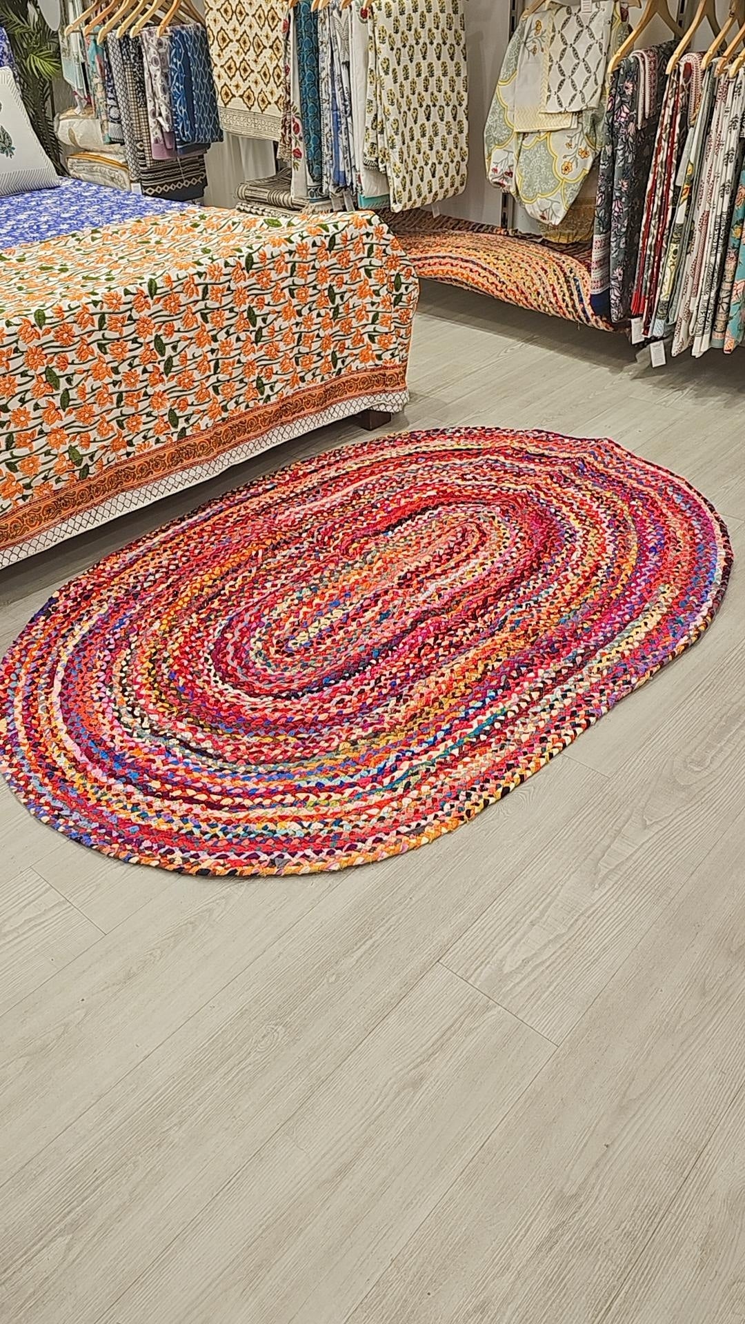 Multicoloured Oval Rug