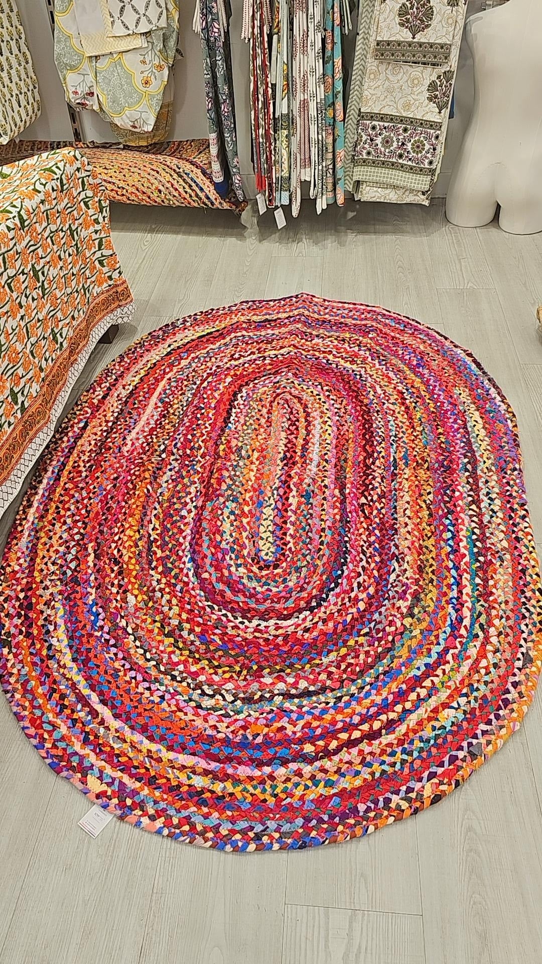 Multicoloured Oval Rug