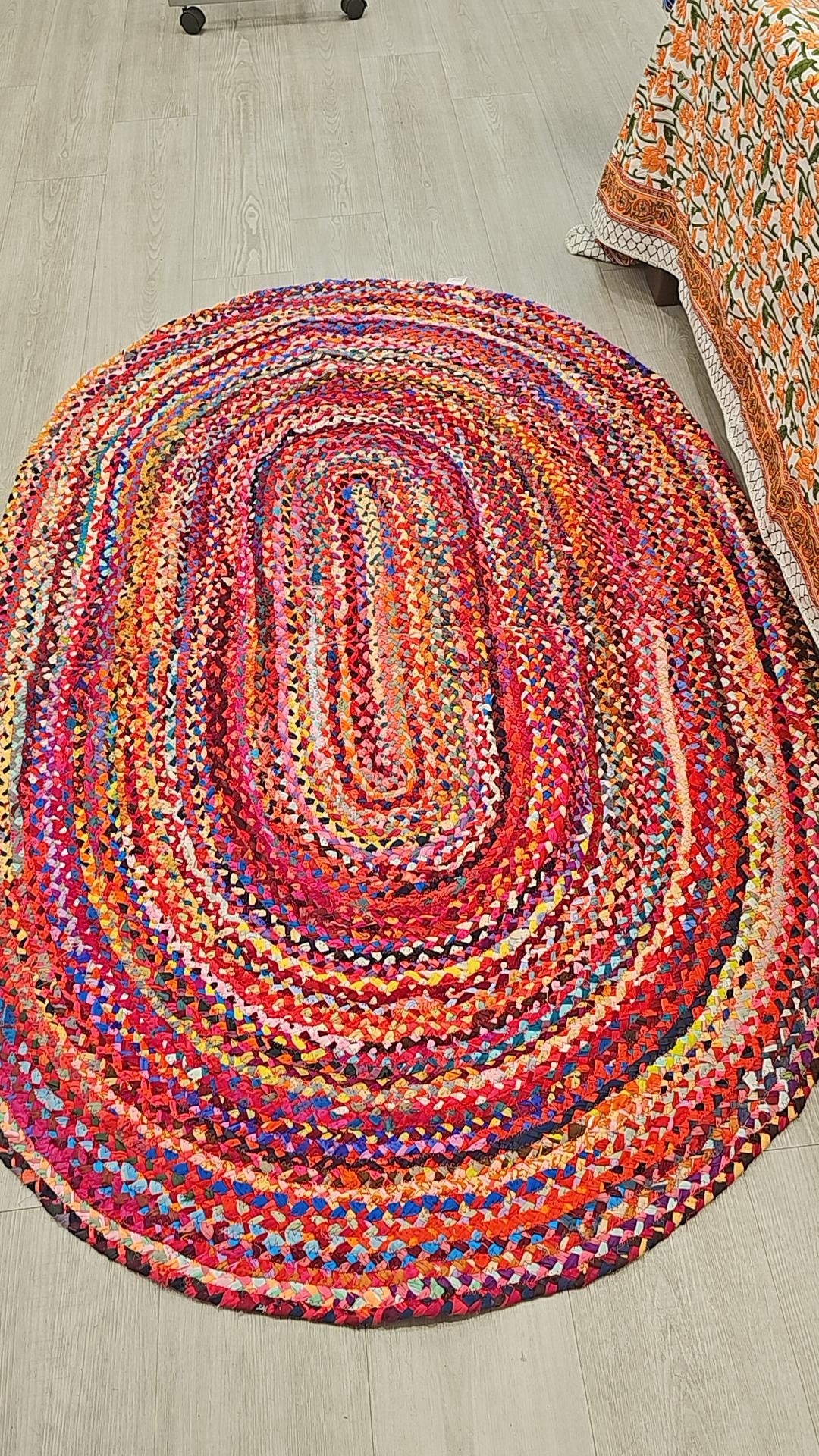 Multicoloured Oval Rug