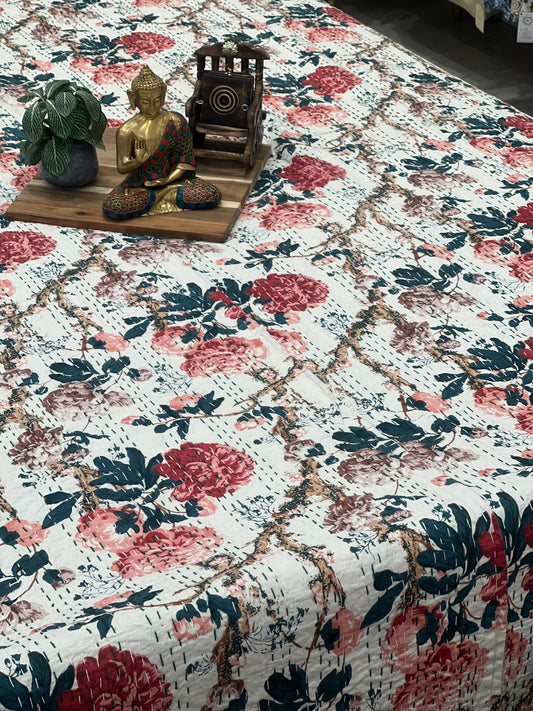 Red Rose Kantha Quilt