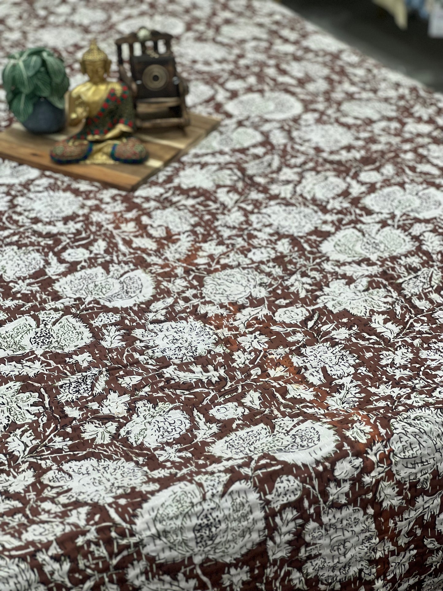 Floral (Brown ) Kantha Quilt