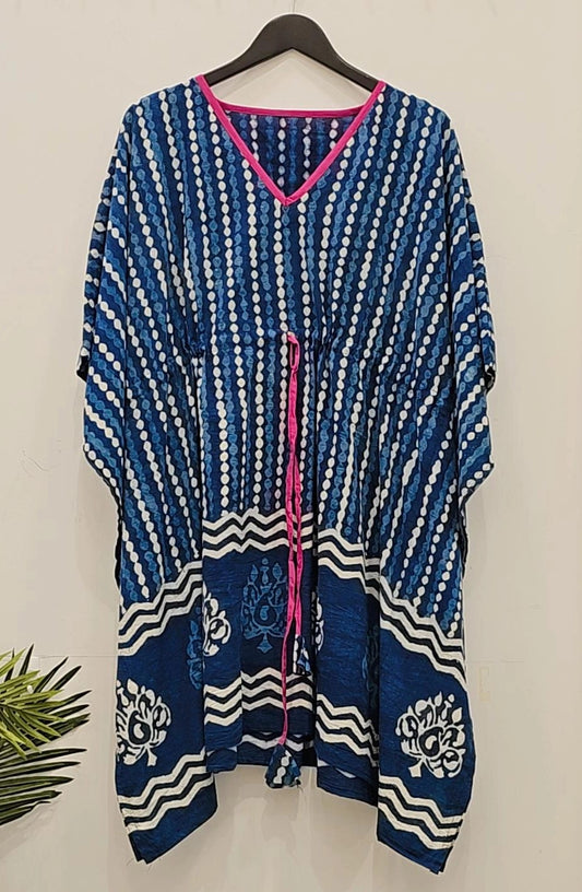 "Indigo Breeze: Short Kaftan"