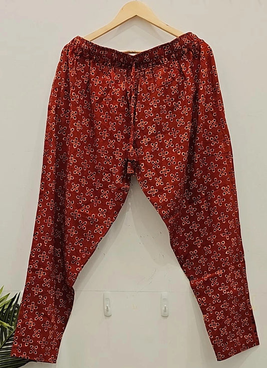 "Crimson Blossom: Vibrant Red Printed Pants"