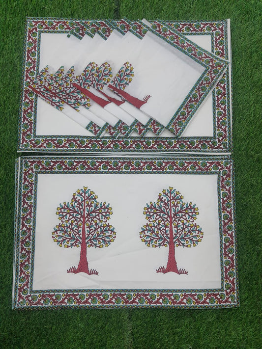 "Sylvan Serenity: Tree Print Placemats and Napkin Set"