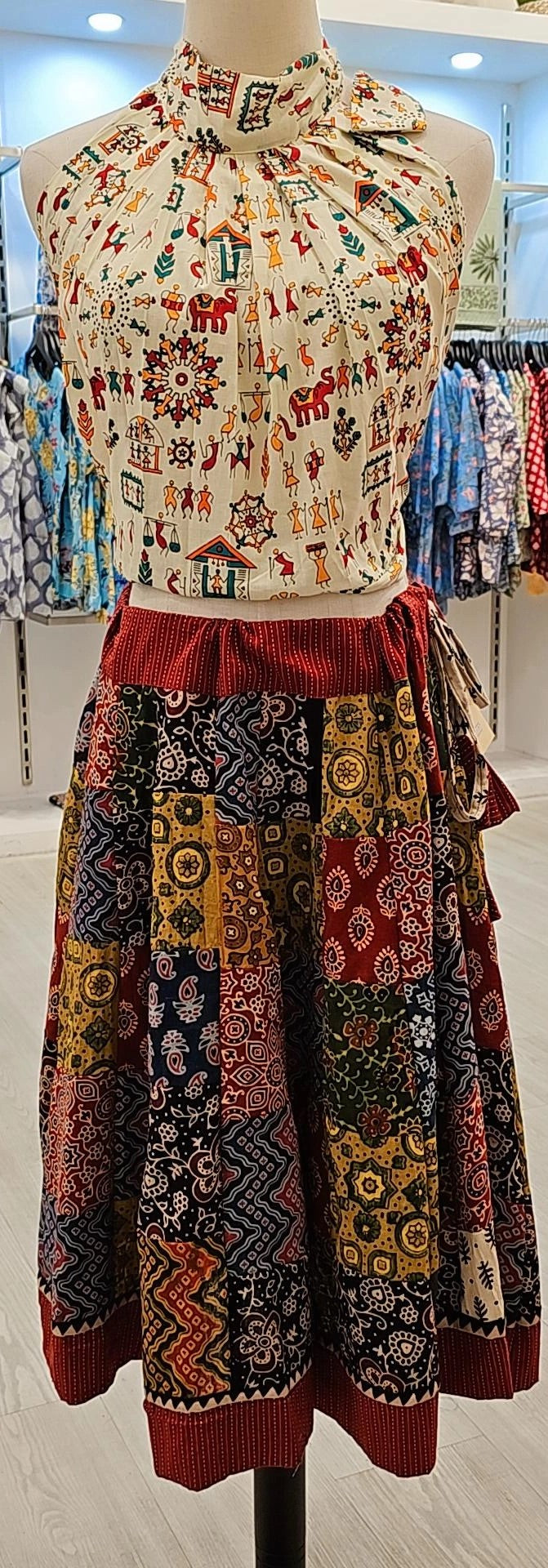 "Bohemian Patchwork: Multicolored Skirt"