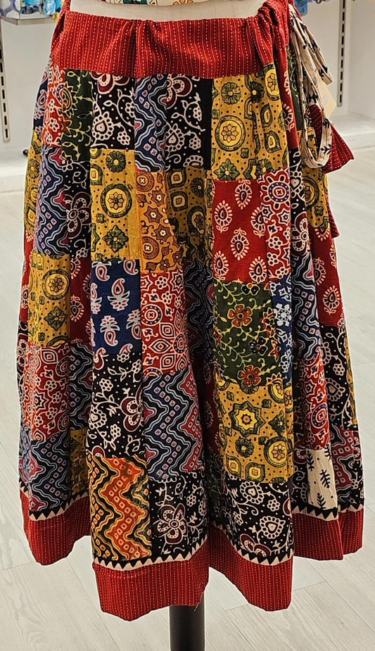 "Bohemian Patchwork: Multicolored Skirt"
