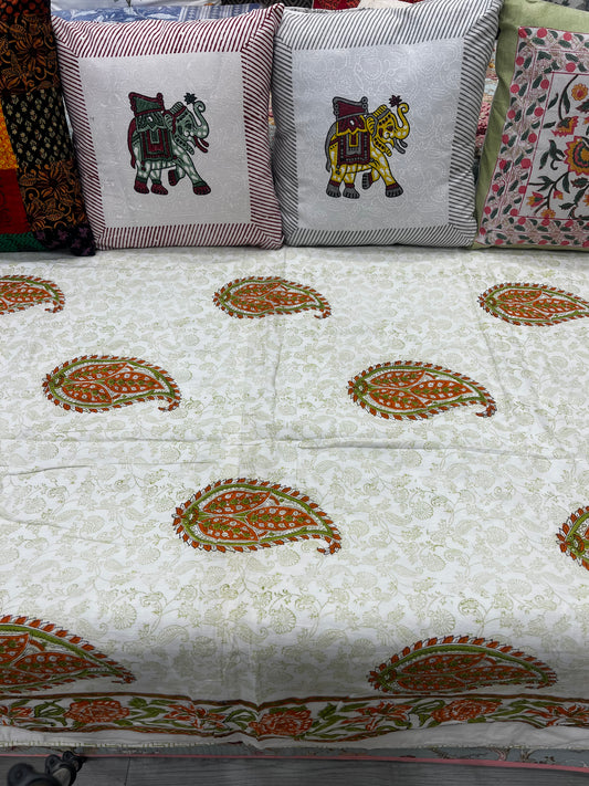 "Cocoa Dreams: Off White Quilt with Brown Motifs"