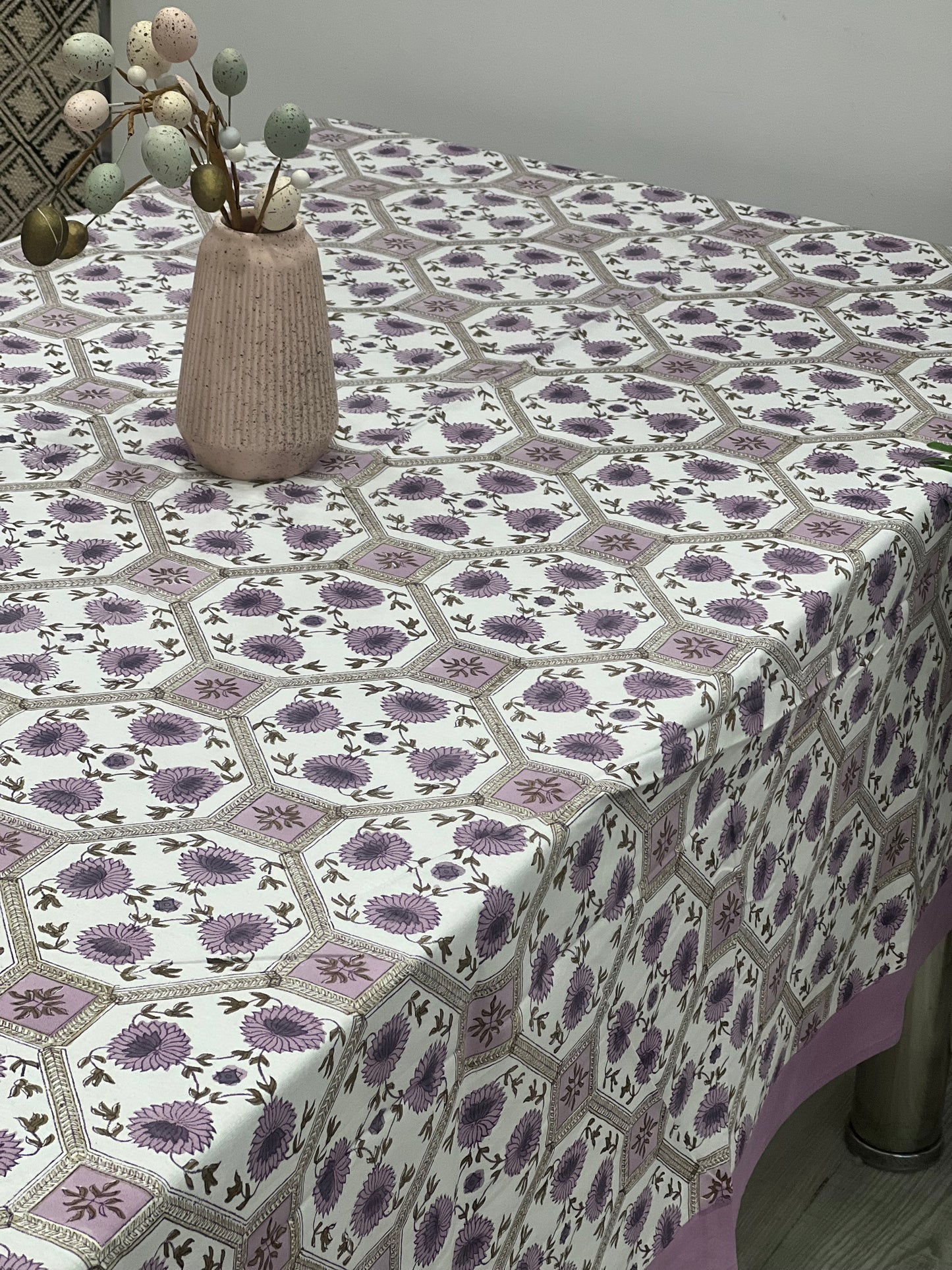 "Lavender Elegance: Floral Bliss Tablecloth"