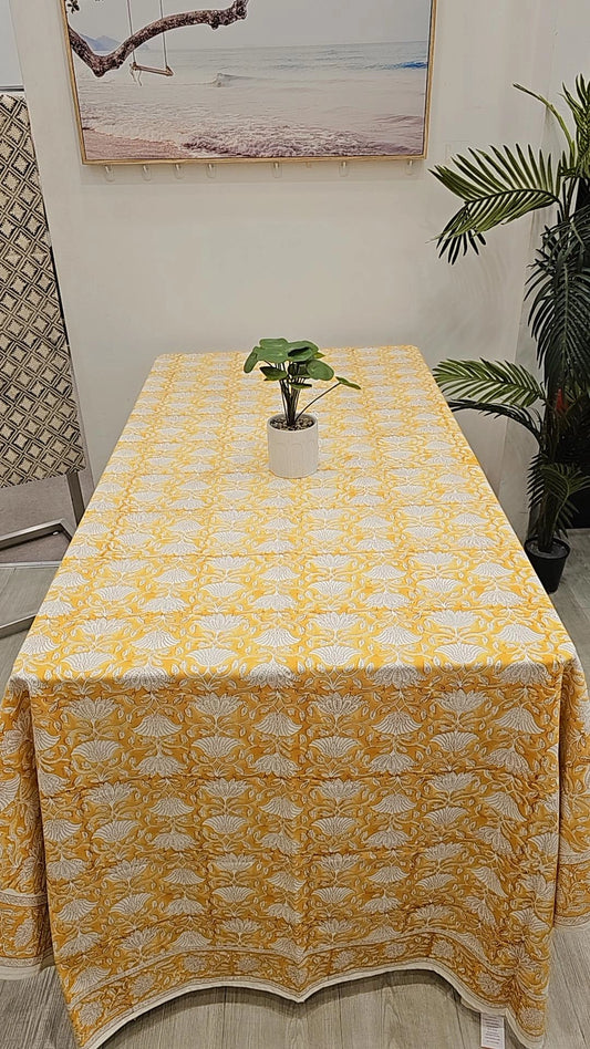 "Daisy Sunshine: Yellow Floral Tablecloth"
