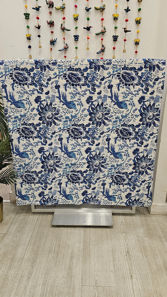 Blue and white throw