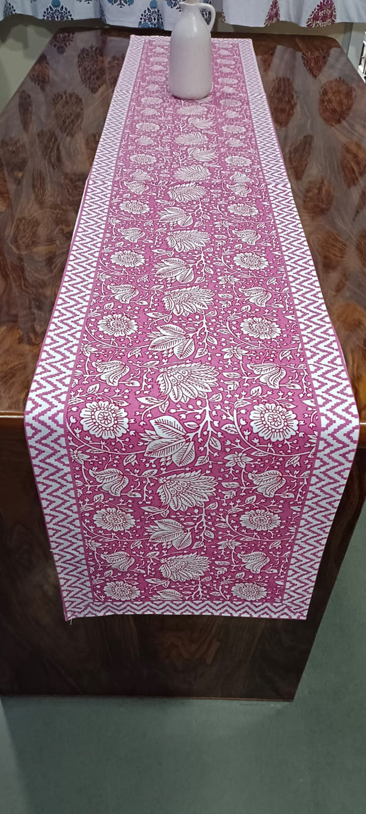 Pink and White Floral Table Runner