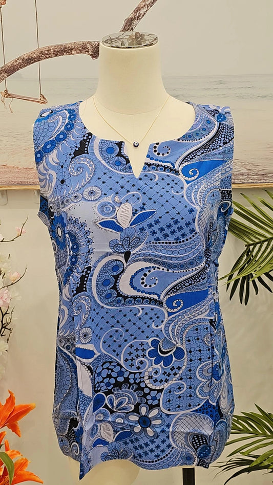 Blue Paisley Tank Top