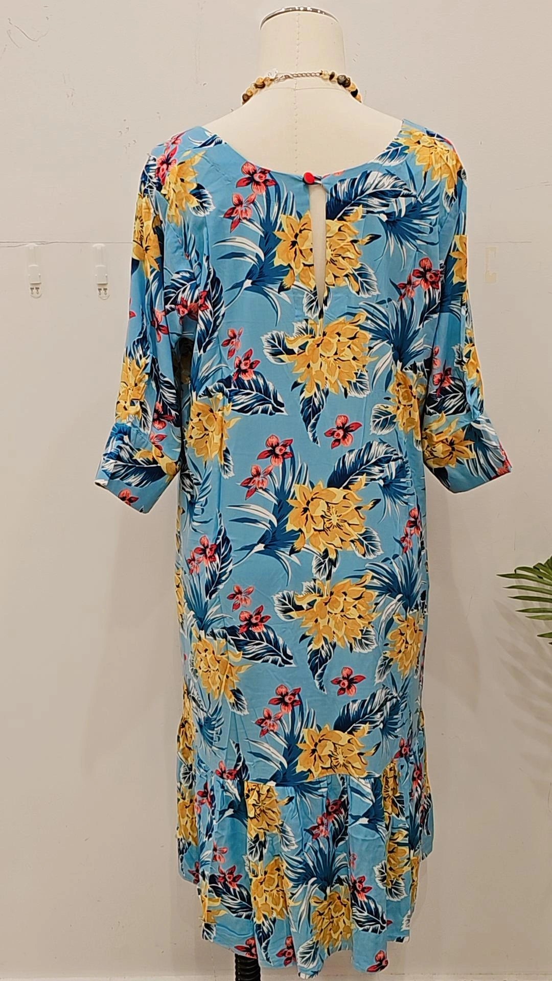 Blue and Yellow Floral Summer Dress