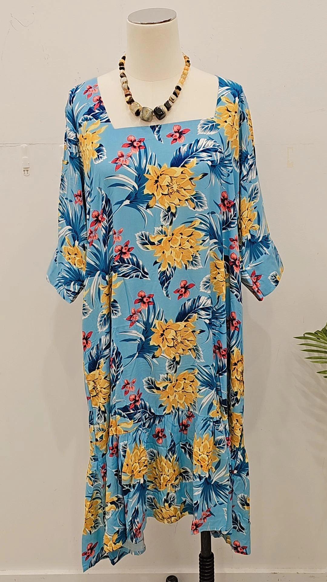 blue and yellow floral summer pretty sundress  