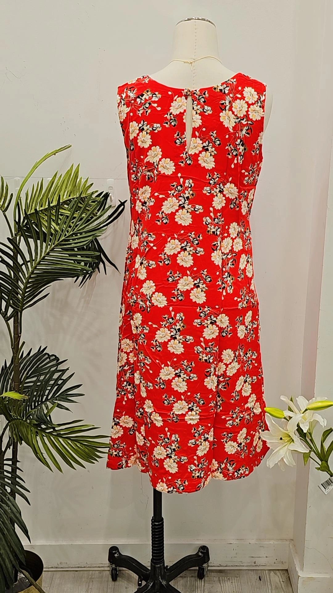 Red Floral Classic Dress