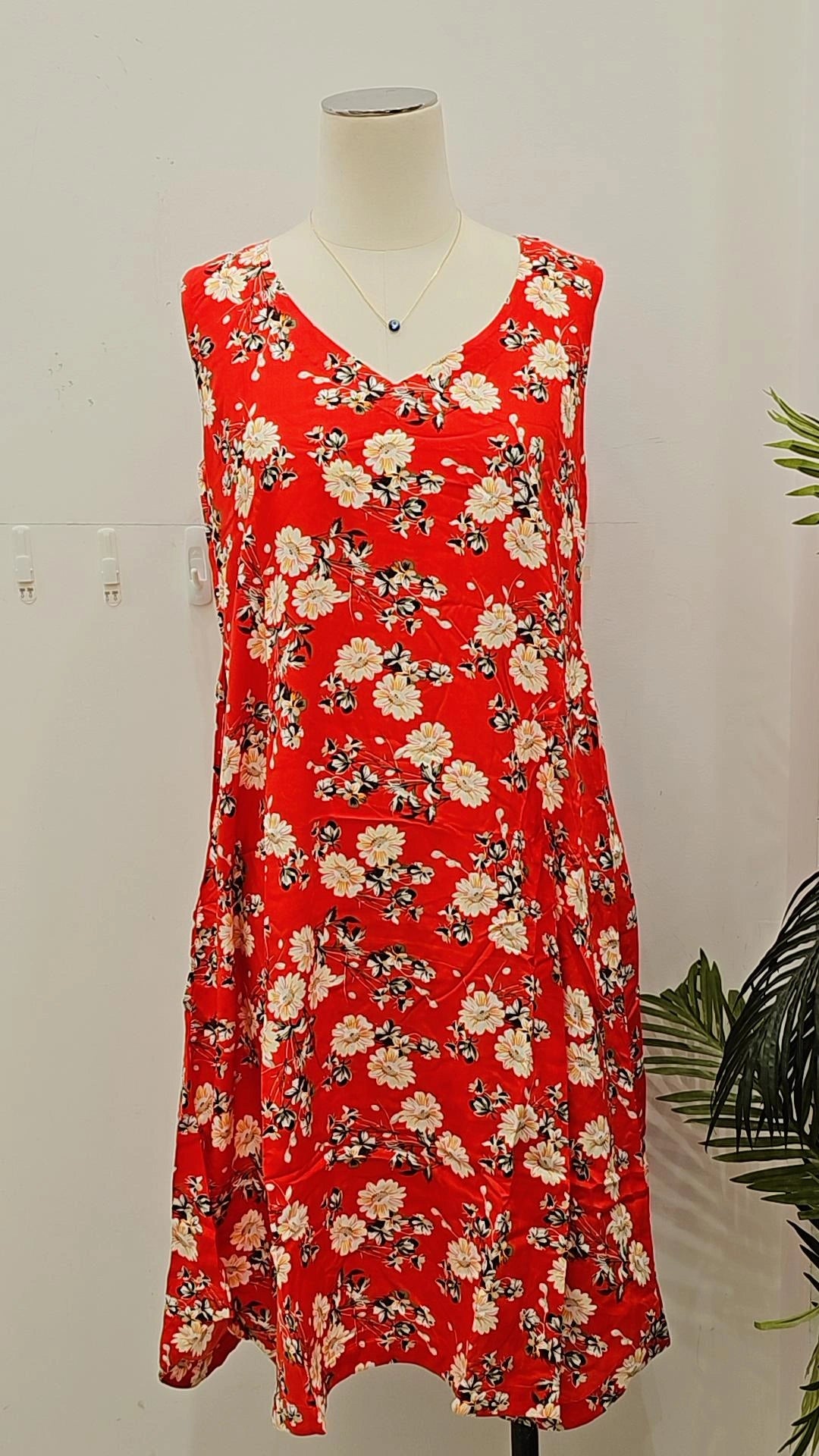 Red Floral Classic Dress