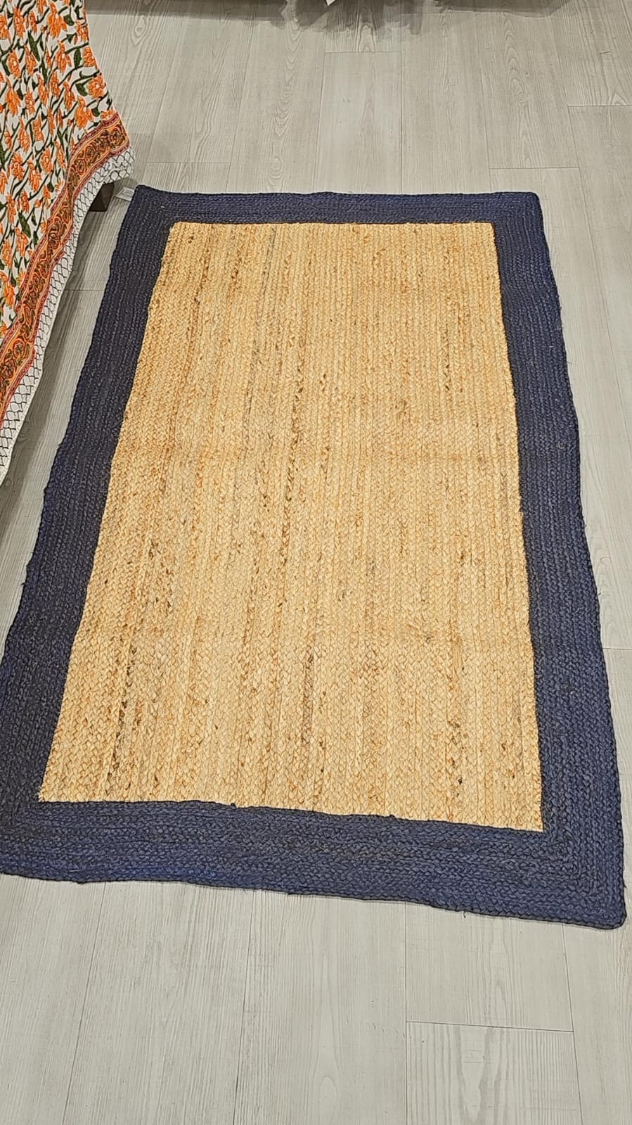 Jute rug with Charcoal borders