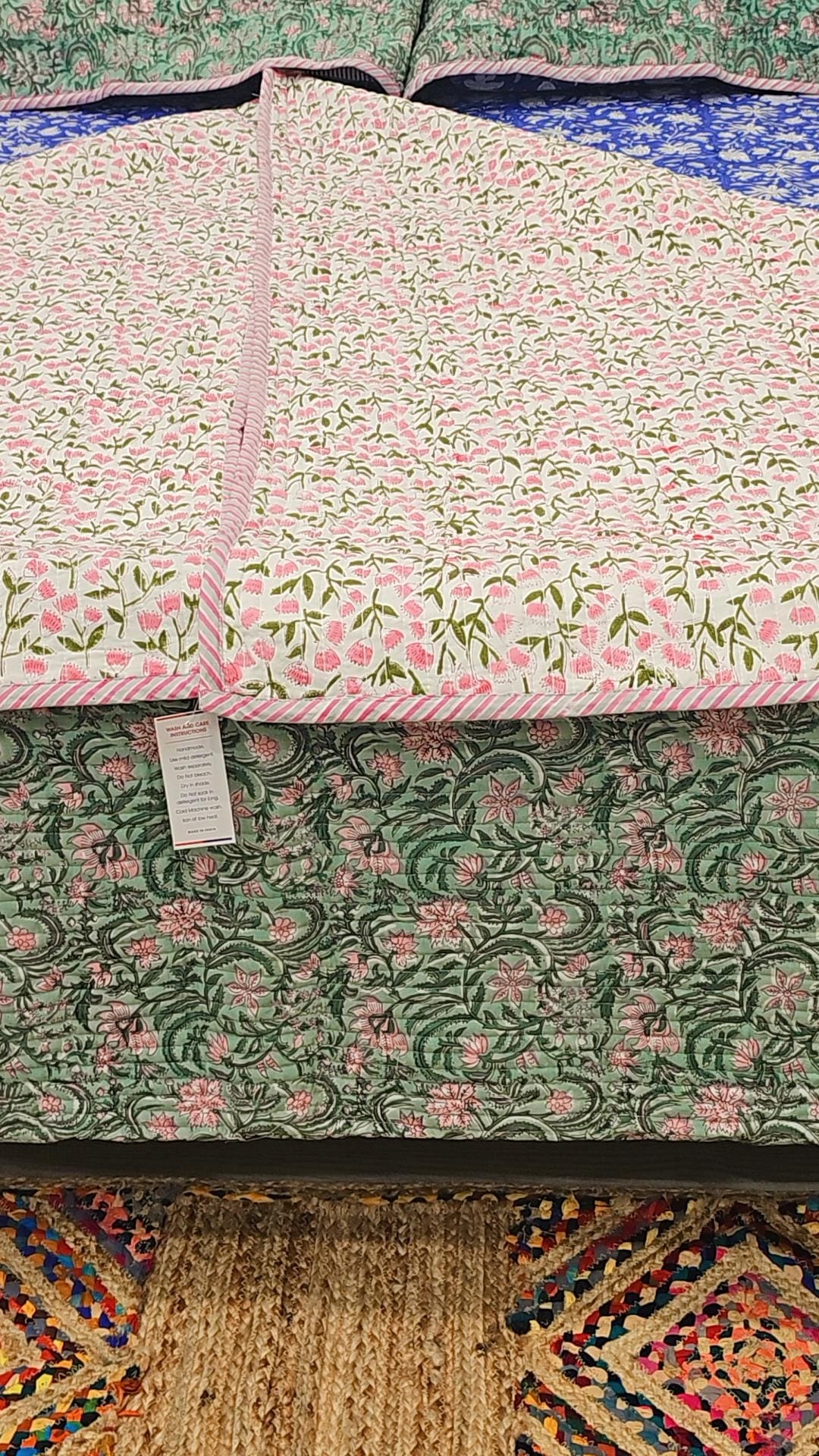 "Verdant Blooms: Green Floral Comforter Set"