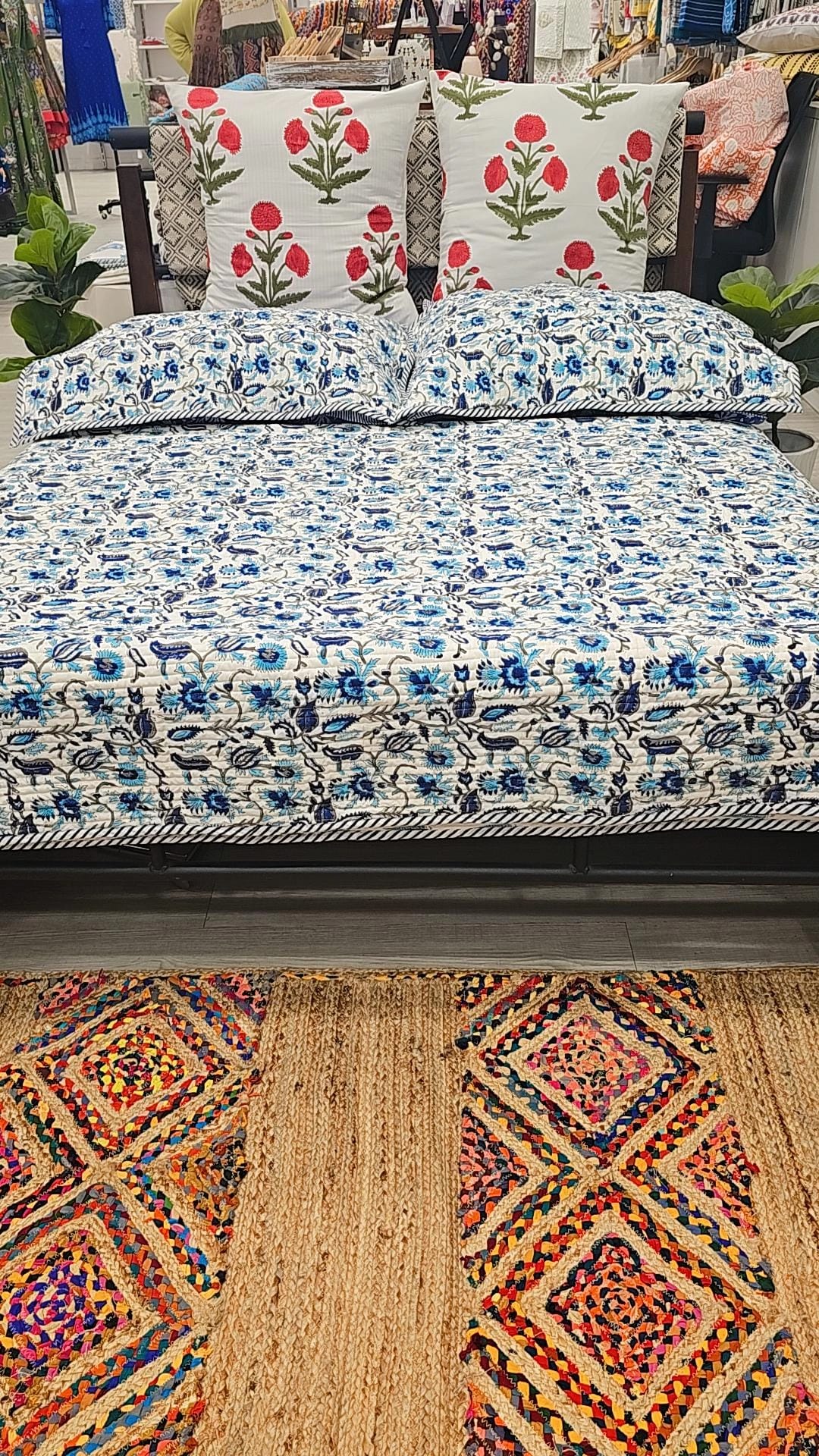 Blue And White Floral Summer Bedding Comforter Set