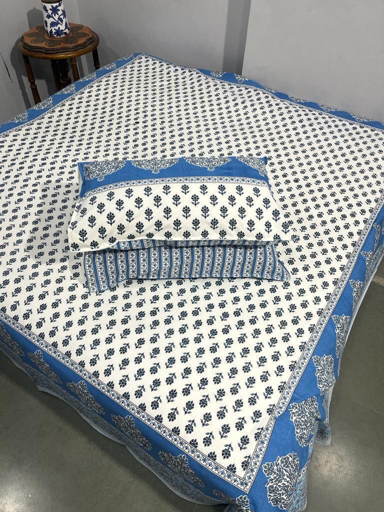 “Serene Blue Motif Bedsheet set”
