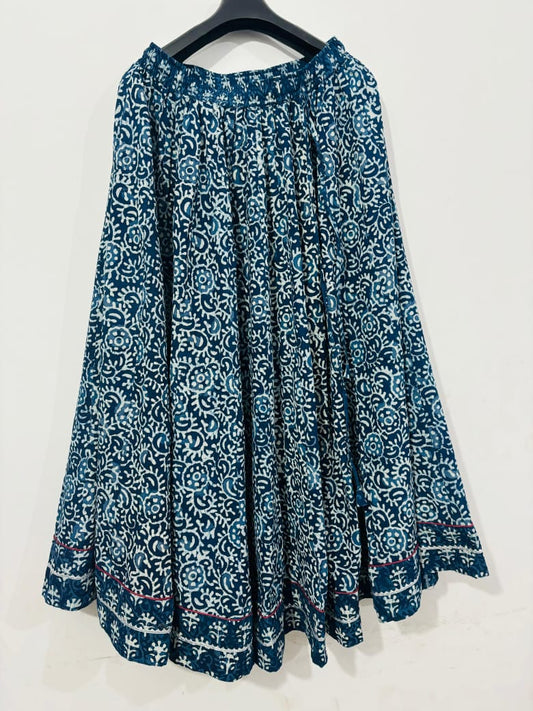 Indigo With White Floral Skirt