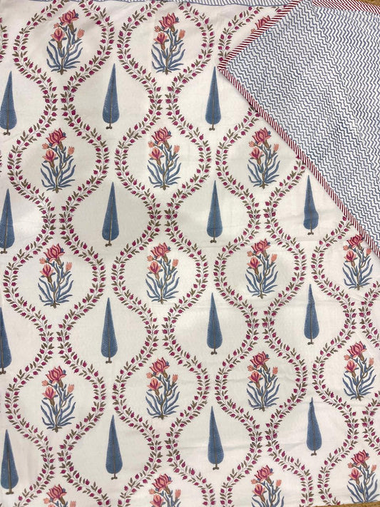 Blush & Grey Reversible Quilt – Elegant Summer Comfort