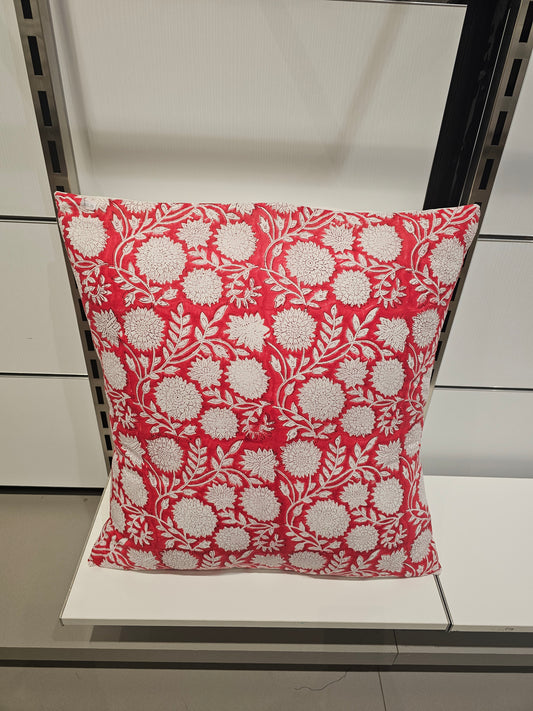 "Crimson Floral: Red  Elegance Cushion Covers" (Size 24"X24")