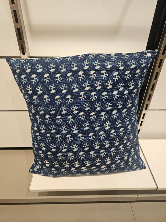 "Tiny Blossoms in Indigo"European Size Cushion Cover" (Size 24"X24")